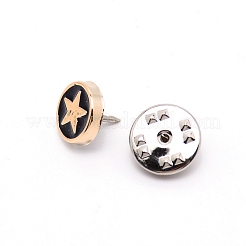 ジーンズ用アイアンエナメルボタンピン  服飾材料  スターとフラットラウンド  ライトゴールド  10x10mm&nbsp;BUTT-WH0017-08