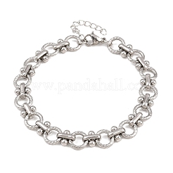 女性用304ステンレススチールリンクチェーンブレスレット  リング  ステンレス鋼色  6-7/8インチ（17.4cm）  29mmエクステンダー&nbsp;BJEW-H207-01D-P