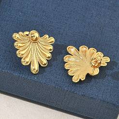 女性用フラワー 304 ステンレス スタッド イヤリング  イオンプレーティング（ip）  ゴールドカラー  23x25.5mm&nbsp;EJEW-K333-32G
