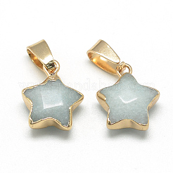 天然石ペンダント  鉄のピンチ保釈で  多面カット  染め  スター  ゴールドカラー  16x13x6~7mm  穴：4x7mm&nbsp;G-Q494-39B