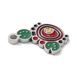 304ステンレススチールエナメルチャーム  カニチャーム  ステンレス鋼色  14.5x14.5x1.5mm  穴：1.8mm&nbsp;STAS-P339-18P-01