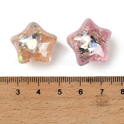 透明樹脂ビーズを電気メッキする  スター  グリッターパウダー付き  ミックスカラー  20.5x22.5~23x16~16.5mm  穴：2mm&nbsp;MACR-K366-03