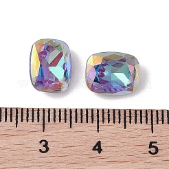 ガラスラインストーンカボション  フラットバック＆バックメッキ  多面カット  長方形  バミューダブルー  10x8x4mm&nbsp;RGLA-L029-01B-BBLA