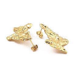 女性用304ステンレススチールスタッドピアス  織り目加工の蝶  18KGP本金メッキ  37.5x26.5mm&nbsp;EJEW-E291-06G