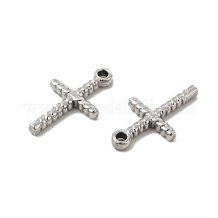 変色しない304ステンレススチールペンダント  クロスチャーム  ステンレス鋼色  15x8.5x1.5mm  穴：1.2mm&nbsp;STAS-E182-01P