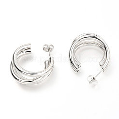 変色しにくい304ステンレススチール製ハーフフープピアス  耳ナッツ  ステンレス鋼色  30x24x12~18mm  ピン：0.8mm&nbsp;EJEW-C501-18P