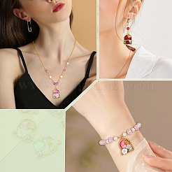 合金エナメルチャーム  模造パールと  花のチャーム付きアーチ  ゴールドカラー  鮭色  29x23x8mm  穴：1.8mm  5pc&nbsp;FIND-SZ0019-25C