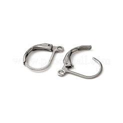 316サージカルステンレススチールフレンチフックピアス金具  水平ループ付き  ステンレス鋼色  16.5x11x2mm  穴：1.5mm  ピン：0.7mm&nbsp;STAS-WH0022-65