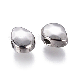 変色しない304ステンレススチールビーズ  多面カット  ティアドロップ  ステンレス鋼色  8.5x6.5x4mm  穴：1.6mm&nbsp;STAS-F225-13-P