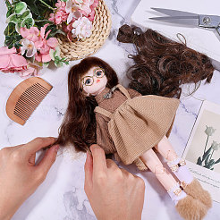 PPドールウィッグロングカーリーヘア  DIYの女の子のためのbjdメイキングアクセサリー  ココナッツブラウン  1000x150~160x1mm&nbsp;DIY-WH0591-249C-20