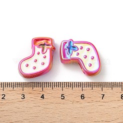 UVメッキアクリルビーズ  エナメル  虹色の  クリスマスデコレーションテーマ  クリスマスソックス  21x20x8.5mm  穴：3.5mm&nbsp;OACR-Z021-02F