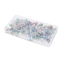 ガラスチャーム  アンティークシルバートーンの鉄の翼が付いた天使のチャーム  ミックスカラー  29x18x19.5mm  穴：2mm  50個/セット&nbsp;PALLOY-HY00019