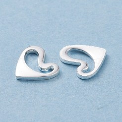 ステンレススチールチャーム201個  空白タグのスタンプ  ハート  銀  9x9.5x1mm  穴：1~2mm&nbsp;STAS-I123-14S