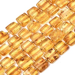 天然琥珀ビーズ連売り  正方形  シードビーズで  ゴールド  7~9.5x7~9.5x3~5mm  穴：0.8mm  約39~40個/連  15.08''~15.28''（38.3~38.8センチメートル）&nbsp;G-C260-A01-03