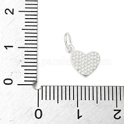 ツートン 925 スターリングシルバー エナメル ハートチャーム  丸カン付き  銀色のメッキ  ピンク  8.5x9.5x1.5mm  穴：3.5mm&nbsp;STER-S011-03S-A