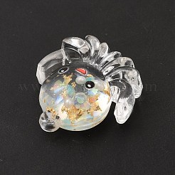 ルミナス透明レジンペンダント  タコチャーム  金箔  ダークターコイズ  27x25x10mm  穴：1.8mm&nbsp;RESI-A022-02B