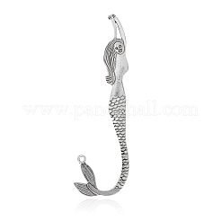 人魚チベットスタイル合金ブックマーク  アンティークシルバー  120x35x2mm  穴：3mm&nbsp;PALLOY-J659-54AS