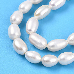 天然養殖淡水パールビーズ連売り  ライス  乳白色  5~8x4~5mm  穴：0.5mm  約50~59個/連  13.98~14.17''（35.5~36センチメートル）&nbsp;PEAR-N012-04T