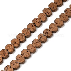 電気メッキされた天然溶岩岩ビーズ連売り  ハート  銅メッキ  6x6.5x2.5mm  穴：1mm  約74個/連  15.75''~16.14''（40~41センチメートル）&nbsp;G-K388-04A-05