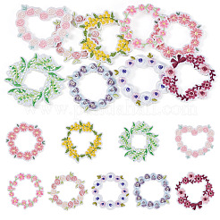 ポリエステル製衣類パッチ9個  花輪  ミックスカラー  52~62x50~60x1.5~2mm&nbsp;DIY-TAC0010-42