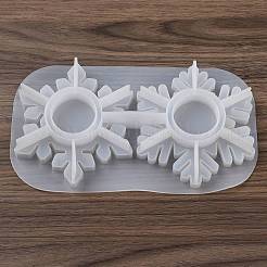 雪の燭台 クリスマス シリコン型 キャンドル型  キャンドルアロマテラピー作り用  ホワイト  215x120x30mm&nbsp;LS-SIL-B071-03