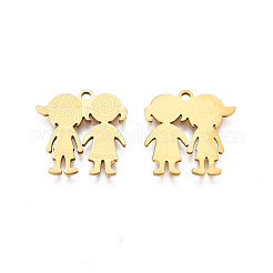 ステンレスペンダント201個  女の子  18KGP本金メッキ  16x15.5x1mm  穴：1.5mm&nbsp;STAS-N091-147LG