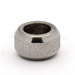 変色しにくいステンレススチールのテクスチャビーズ  大穴ロンデルビーズ  ステンレス鋼色  11x6mm  穴：6mm&nbsp;STAS-M003-10P