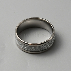テクスチャ加工された201ステンレススチールの指輪  ステンレス鋼色  内径：19.7mm&nbsp;RJEW-WH0017-05P