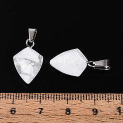 天然石ハウライトペンダント  ファセット加工の矢のチャーム  ステンレススチール製のベールスナップ付き  ステンレス鋼色  17~19x10.5~11.5x5~6mm  穴：5.5x3mm&nbsp;G-N349-18P-07