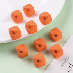 アクリルビーズ  ラバー加工スタイル  片穴  ギャップキューブ  ダークオレンジ  13.5x13.5x13.5mm  穴：3.5mm&nbsp;OACR-S039-04-84