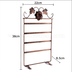 花柄の長方形の鉄製イヤリング収納ラック  ジュエリー収納スタンド  赤銅鉱  22x8.5x38cm&nbsp;PW-WG2AE78-01