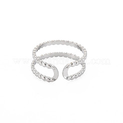 変色しない304ステンレススチール製ダブルラインオープンカフリング（女性用）  ステンレス鋼色  usサイズ8（18.1mm）&nbsp;X-RJEW-S405-227P