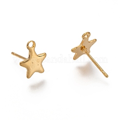 304ステンレススチールスタッドピアス金具  カン付き  スター  18KGP本金メッキ  10x8.5x1mm  穴：1mm  ピン：0.8mm&nbsp;STAS-H130-19G