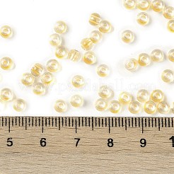 内側が透明な色のガラスシードビーズ  丸い穴  ラウンド  ゴールド  4x3mm  穴：1.4mm  約6428個/ポンド&nbsp;SEED-A032-04B