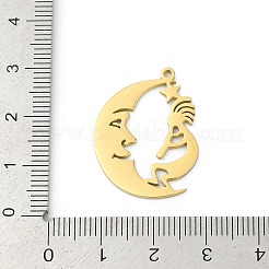 304ステンレスペンダント  ピエロのチャームが付いた月  レーザー切断  ゴールドカラー  27.5x21x1.5mm  穴：1.5mm&nbsp;STAS-U041-05G