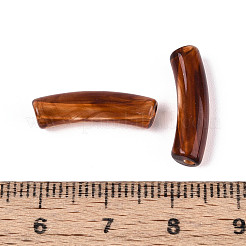 ツートンアクリルビーズ  天然石風ビーズ  カーブチューブ  サドルブラウン  19.5~20x6mm  穴：1.6mm&nbsp;MACR-ZX025-23