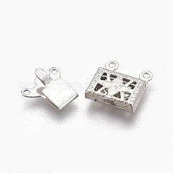 変色しにくい201ステンレススチール製マルチ連ボックスクラスプ  正方形  ステンレス鋼色  15x10x3mm  穴：1mm&nbsp;STAS-E441-02P