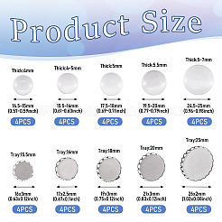 DIY ブランクドーム 304 ステンレススチール ブローチ作りキット  ステンレス鋼色  16~31x2.5~3mm  トレイ：15.5~30.5mm&nbsp;DIY-TA0009-60