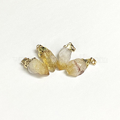 天然の生のラフシトリンペンダント  ゴールデンメッキ真鍮パーツ  不規則なナゲット  30~42x12~17x9~17mm  穴：7x4mm&nbsp;G-M040-M08