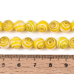 ハンドメイドミッレフィオーリガラスラウンドビーズ連売り  ゴールド  8mm  穴：1.2~1.4mm  約48~49個/連  14.09~14.37''（35.8~36.5センチメートル）&nbsp;LK-R004-93D
