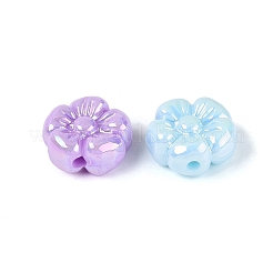 UVメッキ不透明ABSプラスチックビーズ  虹色の  花  ミックスカラー  19x20x10mm  穴：2.5mm&nbsp;KY-Q006-03