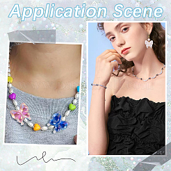 28個 7色蓄光UVメッキレインボー虹色アクリルビーズ  暗闇で光る  蝶  ミックスカラー  30x29x10.5mm  穴：2mm  4個/スタイル&nbsp;OACR-SC0001-99
