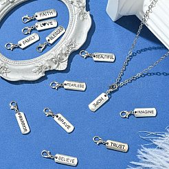 合金ペンダント装飾12個。  合金製カニカン付き  長方形  アンティークシルバー＆プラチナ  33mm  12個/セット&nbsp;HJEW-YW00045