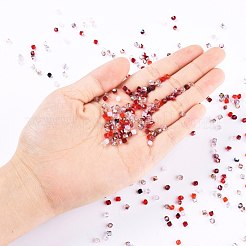 チェコガラスビーズ  多面カット  双円錐形  レッド  4x3.5~4mm  穴：1mm  約720個/袋&nbsp;GLAA-I045-01B-02