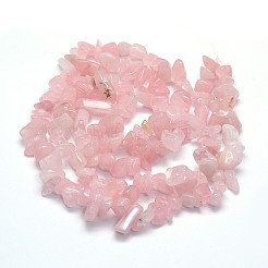 天然石ローズクォーツビーズ連売り  チップ  8~20x8~18mm  穴：1mm  約31.5インチ&nbsp;G-O049-C-60