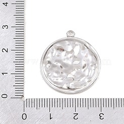 304ステンレスペンダント  テクスチャのあるフラットラウンドいチャーム  ステンレス鋼色  27x24x1.5mm  穴：1.6mm&nbsp;STAS-B144-04A-P