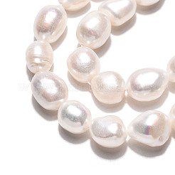 天然養殖淡水パールビーズ連売り  研磨両側  乳白色  8.5~13x7.5~9.5x7~9.5mm  穴：0.6mm  約16~17個/連  6.69~7.09インチ（17~18cm）&nbsp;PEAR-N028-07