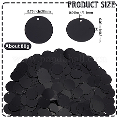 80gのプラスチック製パイエットペンダント  フラットラウンド  装飾アクセサリー  ブラック  20x0.3mm&nbsp;FIND-SC0020-96A-02