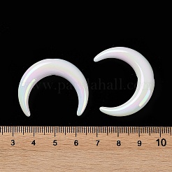 不透明なアクリルビーズ  ムーン  ホワイト  27.5x33x7mm  穴：2mm&nbsp;OACR-B019-02B