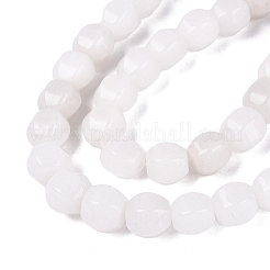 天然石ホワイトジェイドビーズ連売り  ランタン  9~11x10.5~12x10.5~12mm  穴：0.8~1mm  約36~41個/連  14.57~16.73インチ（37~42.5cm）&nbsp;G-Q608-08A-01